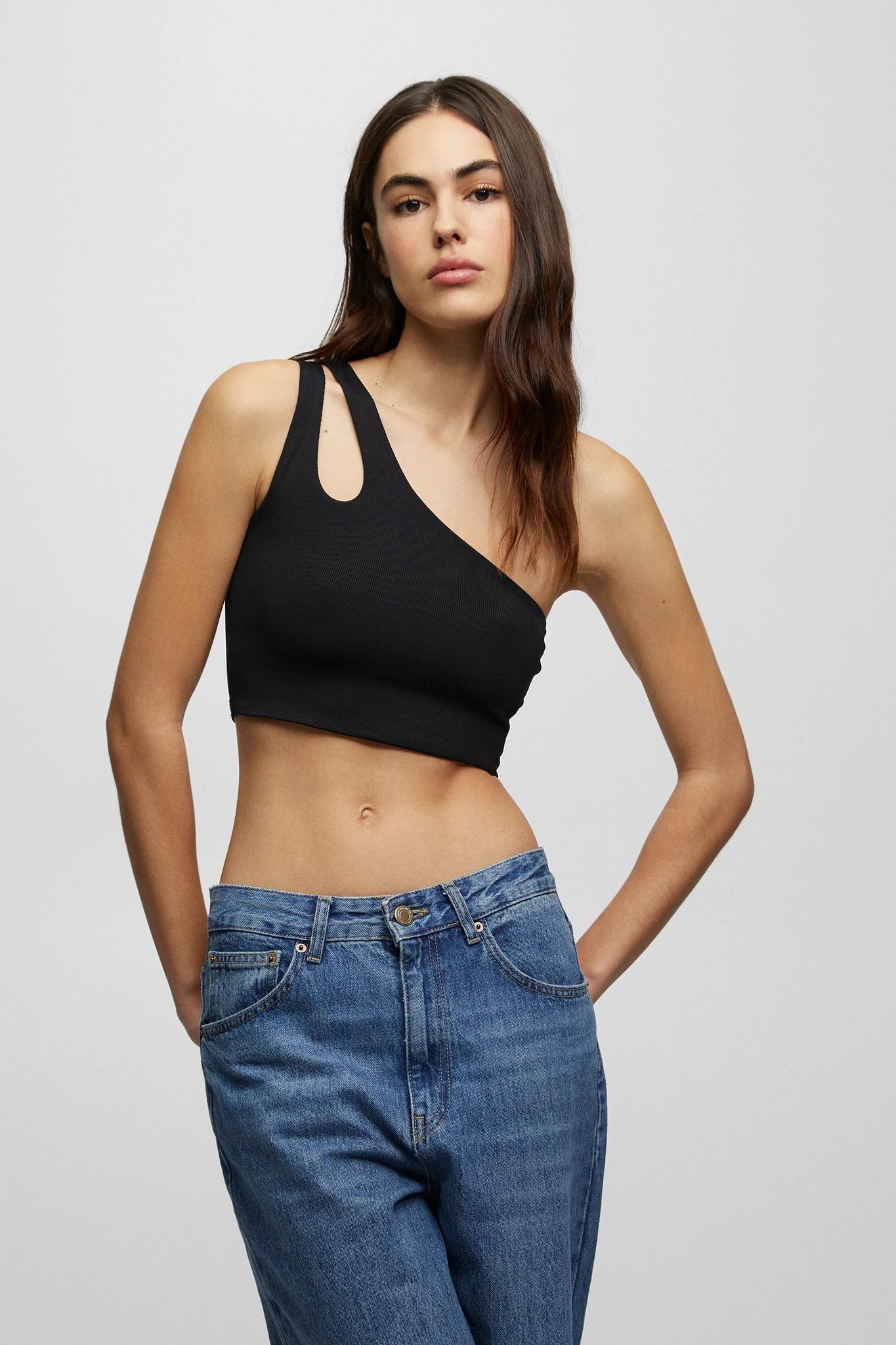 Asymmetric Cut Out Crop Top