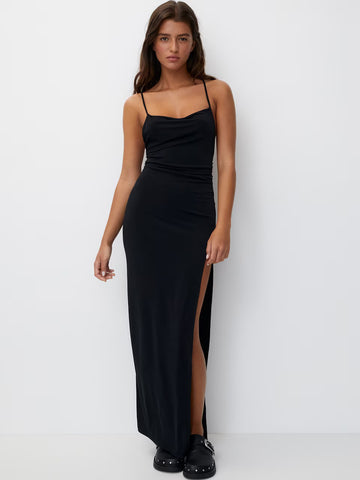 Backless Asymmetric Maxi Dress