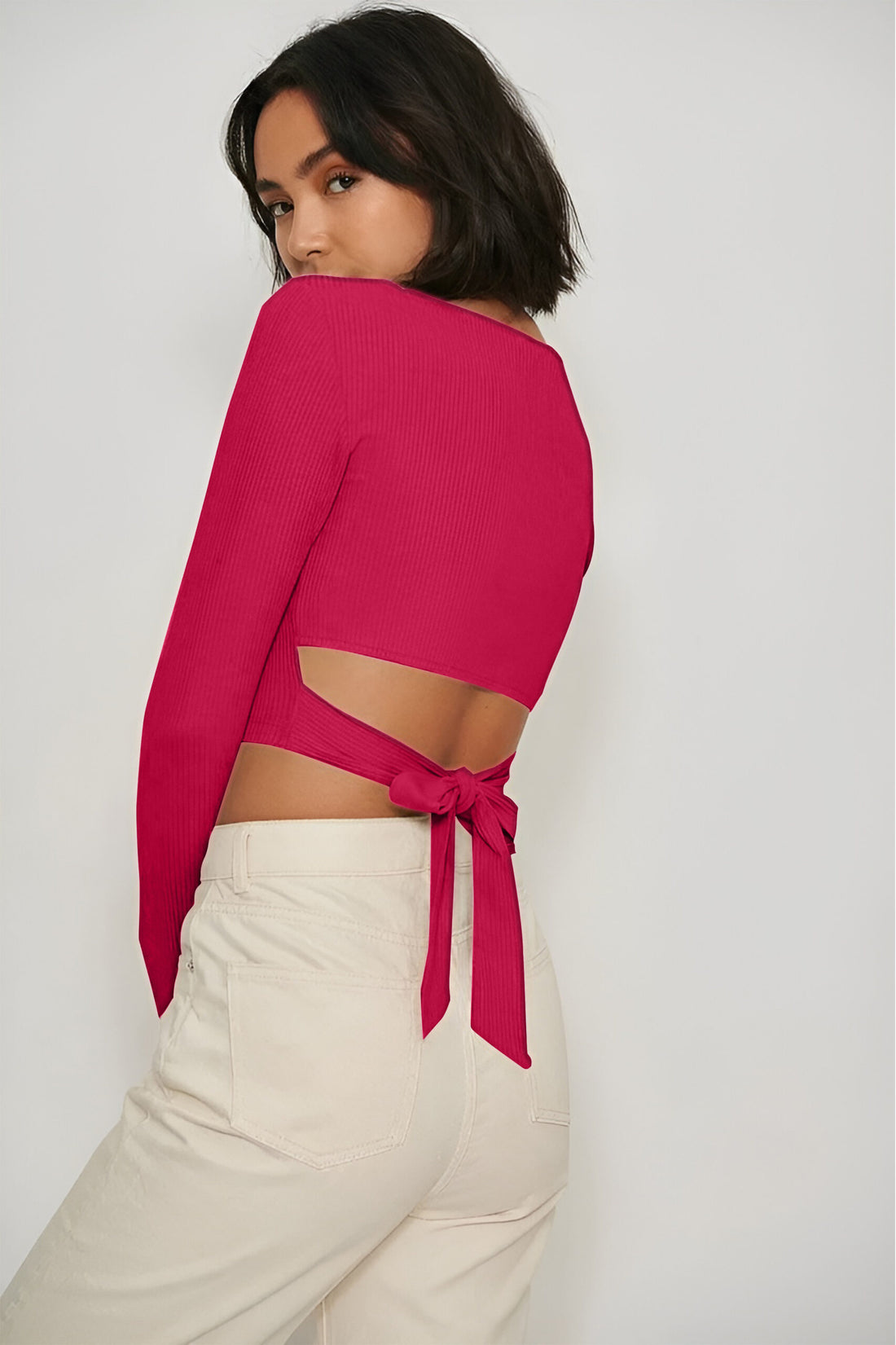 Open Back Long Sleeve Top