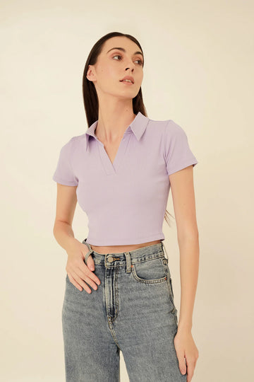 Basic Polo Neck Crop Top